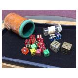 Vintage Dice - Casino Dice - Tooled Leather Shaker
