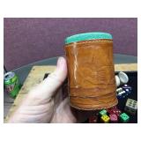 Vintage Dice - Casino Dice - Tooled Leather Shaker