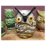 Vintage OWL Figures Including Fancy Art Glass