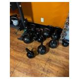 Horizontal 3 Level Dumbbell Storage Rack With Assorted Dumbbells and Kettlebell Weights In Incremental Sizes