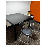 Square Dark Wood Desk With 2 Chairs