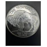Buffalo Round - 1 oz .999 Fine Silver Bullion Coin, Native American Obverse