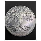 1oz silver round Tree Design Reverse