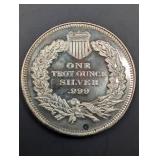 1 oz .999 Fine Silver Round - Native American Chief Head with Headdress