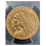PCGS Genuine 1914 Indian Head $2.50 Gold Coin Ex-Jewelry AU Detail