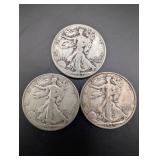 Walking Liberty Half Dollars - 1939, 1943, 1947 (Lot of 3)