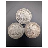 Walking Liberty Half Dollars - 1939, 1943, 1947 (Lot of 3)