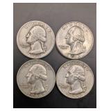Washington Quarters - Lot of 4 (1944, 1963, 1964, 1964) - 90% Silver