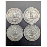 Washington Quarters - Lot of 4 (1944, 1963, 1964, 1964) - 90% Silver