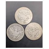 Barber Quarter Dollars - 3 Coins (1893, 1907, 1915)