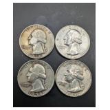 US 90% Silver Quarters 1950, 1956, 1963, 1964 (Lot of 4)