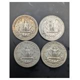 US 90% Silver Quarters 1950, 1956, 1963, 1964 (Lot of 4)