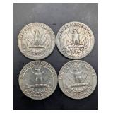 United States Washington Quarter Dollar - 90% Silver (Lot of 4)