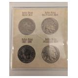 Buffalo Nickel Mint Mark Collection - 9 Coins with Certificate of Authenticity