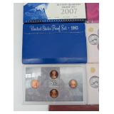 United States Mint Coin Sets Lot - 1983 Proof; 1984/87/90 Uncirculated; 1999 Susan B. Anthony; 2005/2007 State Quarters