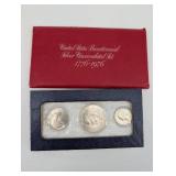United States Bicentennial Silver Uncirculated Set 1776-1976 - 3-Coin 40% Silver