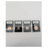 PCGS Certified 1983-S Lincoln 1c, Jefferson 5c, Roosevelt 10c, Washington 25c Cameo PR70