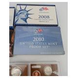 United States Mint Proof Set Collection (2007, 2008, 2010, 2011) & Presidential $1 Coin Set (2007)