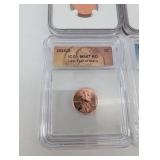 Lincoln Cent 4-Coin Graded Set: 1999-S PF69 RD Ultra Cameo, 2001-S PF69 RD Ultra Cameo, 1973-S PR69 RD CAM, 2025-D MS67 RD Last Year of Issue