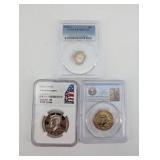 3-Coin US Set - 2005-S Dime PR70DCAM, 2003-S Washington Half Dollar PF69 Ultra Cameo, Presidential $1 Washington