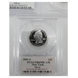 90% Silver PCGS PR69DCAM Wis. 2004-S 25C - NY 2001-S 25C - Shenandoah NP-S 2014-S (Lot of 3)
