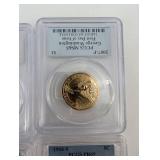 PCGS Slabbed Coins Lot - 4: 2010-P Franklin Pierce Dollar SP68; GW First Day MS65; 1974-S 1C PR68RD CAM; 1968-S 5C PR69 (Lot of 4)