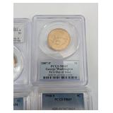 PCGS Slabbed Coins Lot - 4: 2010-P Franklin Pierce Dollar SP68; GW First Day MS65; 1974-S 1C PR68RD CAM; 1968-S 5C PR69 (Lot of 4)