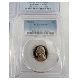 PCGS Slabbed Coins Lot - 4: 2010-P Franklin Pierce Dollar SP68; GW First Day MS65; 1974-S 1C PR68RD CAM; 1968-S 5C PR69 (Lot of 4)
