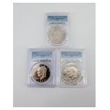 Eisenhower Dollar Set - 1973-S PR69CAM Clad, 1973-S PR68DCAM Clad, 1974-S PR69CAM Clad