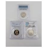 PCGS Quarters - 1991-S Washington PR69DCAM; 1976-S Bicentennial PR69DCAM; 2011-S Chickasaw PR70DCAM