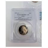 PCGS Quarters - 1991-S Washington PR69DCAM; 1976-S Bicentennial PR69DCAM; 2011-S Chickasaw PR70DCAM