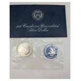 40% Silver 1973 Eisenhower Uncirculated Silver Dollar in Treasury Sleeve with Blue Medallion