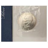 40% Silver 1973 Eisenhower Uncirculated Silver Dollar in Treasury Sleeve with Blue Medallion