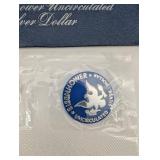 40% Silver 1973 Eisenhower Uncirculated Silver Dollar in Treasury Sleeve with Blue Medallion