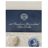 40% Silver 1973 Eisenhower Uncirculated Silver Dollar in Treasury Sleeve with Blue Medallion