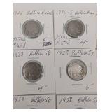 Buffalo Nickel - Mixed Years 1913-1938, 16 Coins in Clear Holders