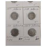 Buffalo Nickel - Mixed Years 1913-1938, 16 Coins in Clear Holders