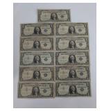 US One Dollar Silver Certificate - Series 1957A (12 Notes)