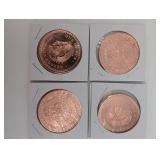 Aztec Calendar Copper Round 1 oz (Lot of 4)
