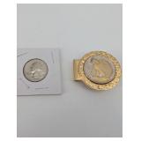 Walking Liberty Money Clip & 1969 Washington Quarter