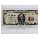 The Federal Reserve Bank of Minneapolis 1929 Series $100 National Currency Note