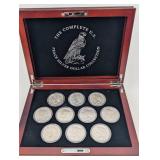 Peace Dollar Collection - 12 Coins (1921-1935) in Wood Display Box Includes Key 1921!