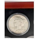 Peace Dollar Collection - 12 Coins (1921-1935) in Wood Display Box Includes Key 1921!