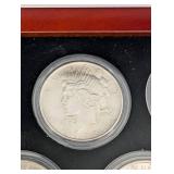 Peace Dollar Collection - 12 Coins (1921-1935) in Wood Display Box Includes Key 1921!