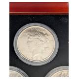 Peace Dollar Collection - 12 Coins (1921-1935) in Wood Display Box Includes Key 1921!