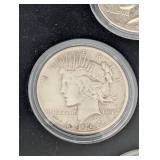Peace Dollar Collection - 12 Coins (1921-1935) in Wood Display Box Includes Key 1921!