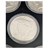 Peace Dollar Collection - 12 Coins (1921-1935) in Wood Display Box Includes Key 1921!