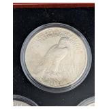 Peace Dollar Collection - 12 Coins (1921-1935) in Wood Display Box Includes Key 1921!