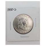 1950-D Franklin Half Dollar - 90% Silver Denver Mint