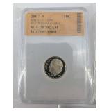 Roosevelt Dime Proof Silver Cameo PR70CAM (1994-S, 1996-S, 2007-S)